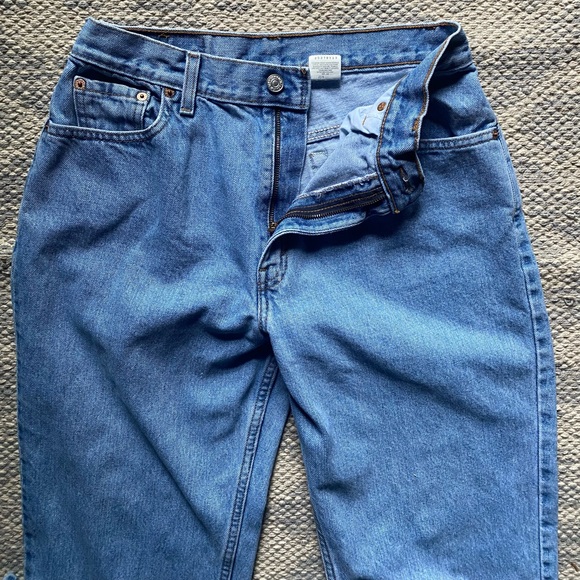 Vintage 90s Style Levis Red Tag 550s Distressed High Waisted Denim Blue Jeans - Picture 7 of 8